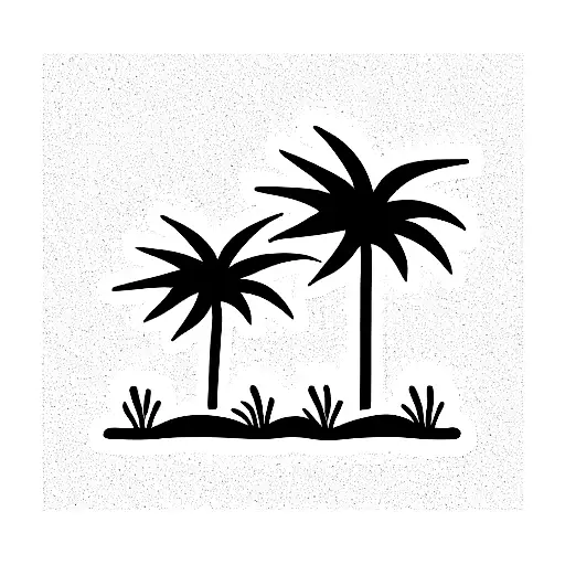 palm trees, sun , beach waves  tattoo design idea