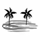 palm trees, sun , beach waves  tattoo design idea