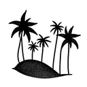 palm trees, sun , beach waves  tattoo design idea
