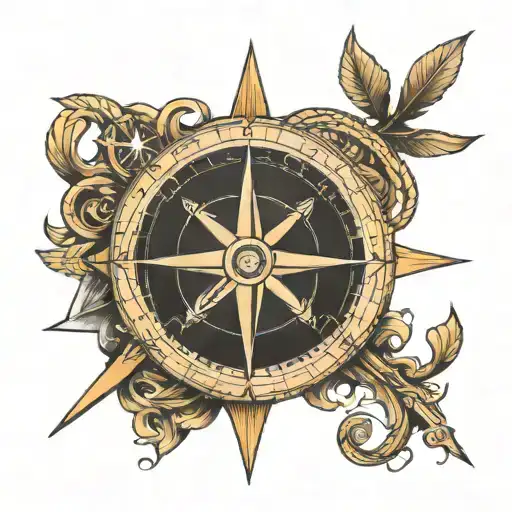 compass with an arrow piercing in a Viking style  tattoo design idea