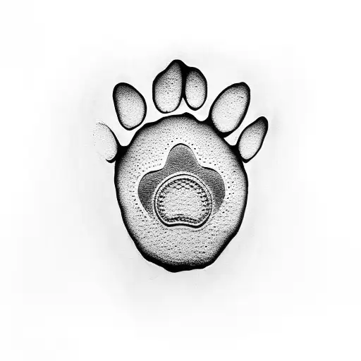A dog paw print made up of intricate dotwork patterns tattoo design idea