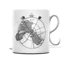 A coffee mug with a trail map wrapped around it tattoo design idea