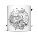 A coffee mug with a trail map wrapped around it tattoo design idea