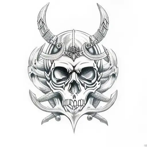 Skull Vikings Wolf Tod tattoo design idea