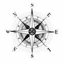 a compass with the initials N.P. provided and the date mirrored "28.04.2023" tattoo design idea