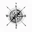 a compass with the initials N.P. provided and the date mirrored "28.04.2023" tattoo design idea