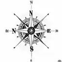 a compass with the initials N.P. provided and the date mirrored "28.04.2023" tattoo design idea