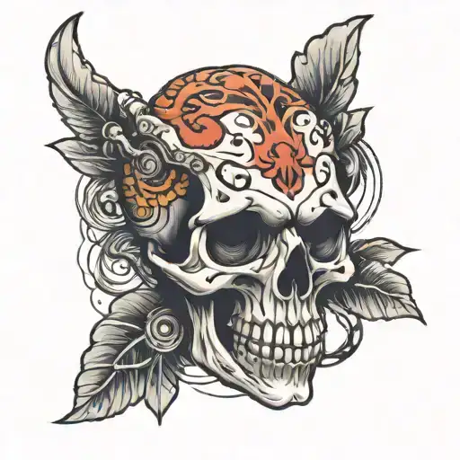ovni brain skull tattoo design idea