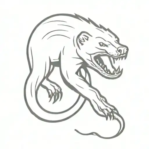 honey badger eating snake   tattoo design idea