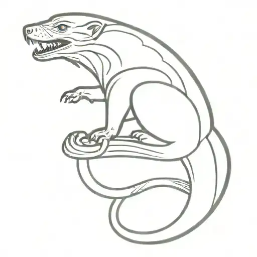 honey badger eating snake   tattoo design idea