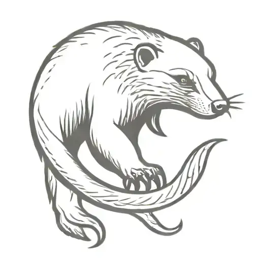 honey badger eating snake   tattoo design idea