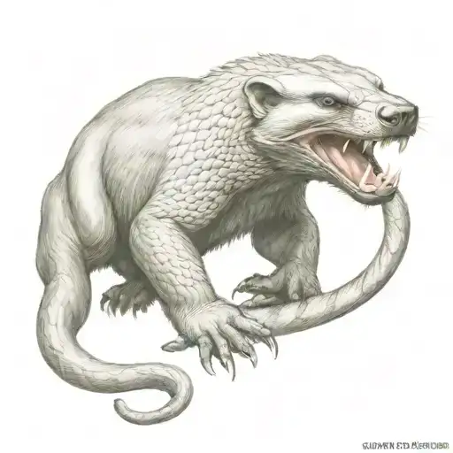 honey badger eating snake   tattoo design idea