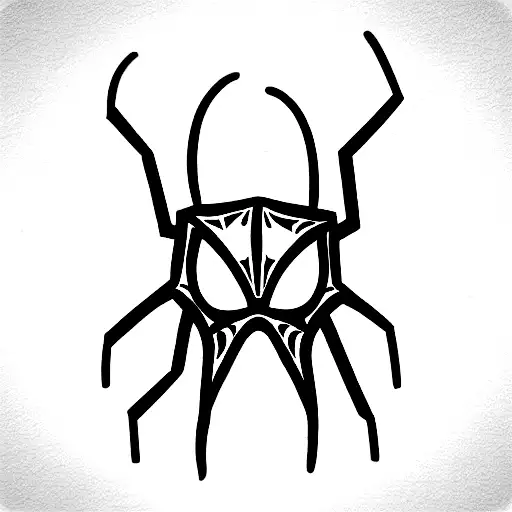spider with oni mask tattoo design idea