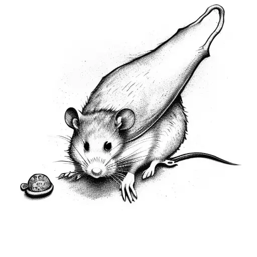 Wizard rat with mushrooms in a small bag tattoo design idea