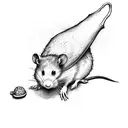 Wizard rat with mushrooms in a small bag tattoo design idea