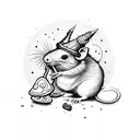 Wizard rat with mushrooms in a small bag tattoo design idea