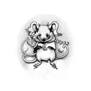 Wizard rat with mushrooms in a small bag tattoo design idea