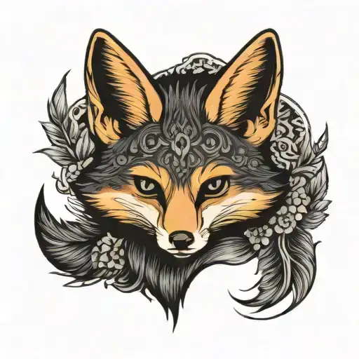 nordic fennec fox black tattoo design idea