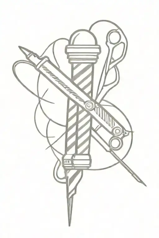 barber pole and scissor  tattoo design idea