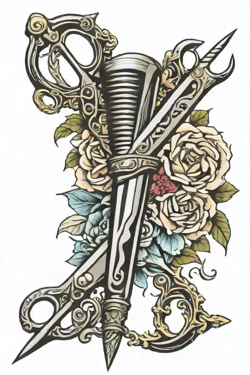 barber scissors tattoo design idea