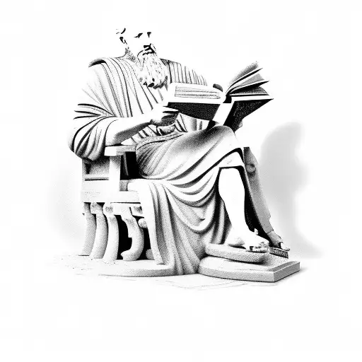 marcus aurelius statue reading a book tattoo design idea