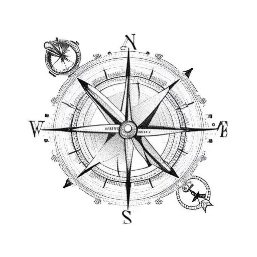 sail boat and compass sailing tattoo design idea