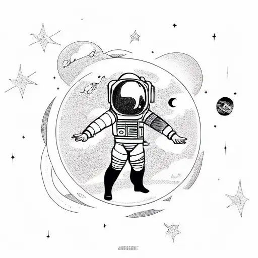 astronaut yoga pose tattoo design idea