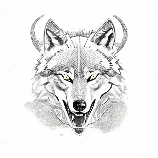 vegvisir with wolf and viking ship tattoo design idea