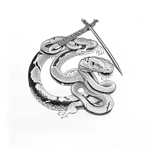 sword with snake around blade tattoo design idea