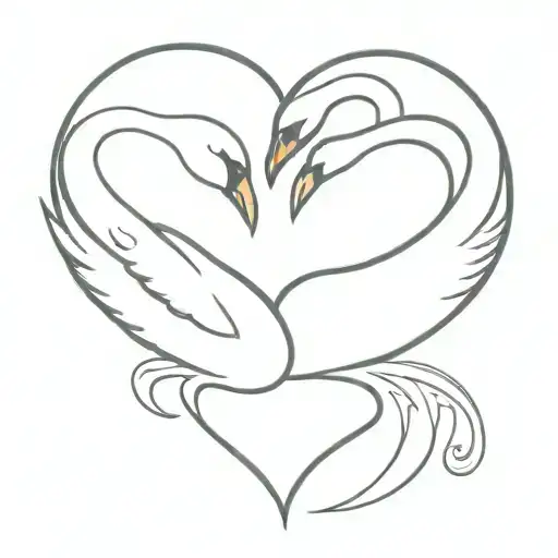 2 swans making a heart tattoo design idea