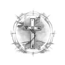 cross with barbed wire tattoo design idea
