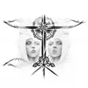 cross with barbed wire tattoo design idea