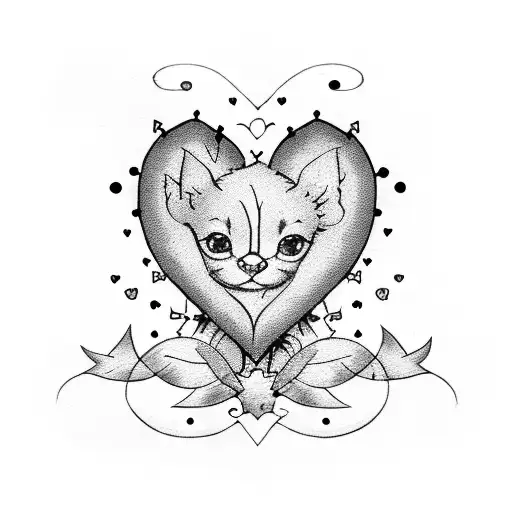 little red heart with a black outline A and  tattoo design idea