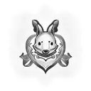 little red heart with a black outline A and 24/12/22 in Roman numerals below small heart for behind the ear on the neck  tattoo design idea