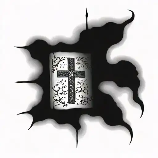 cross with bible verse proverbs 18:21 tattoo design idea