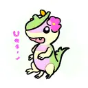 cartoon dino with flowers  tattoo design idea