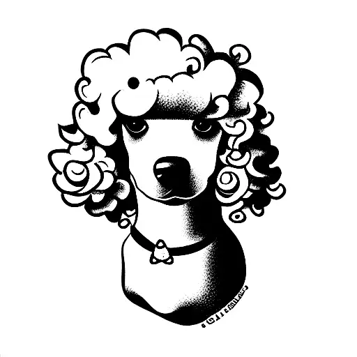 curly blond poodle line tattoo design idea