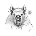 angry boar face tattoo design idea