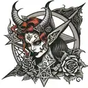 devil pentagram lilith tattoo design idea