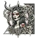 devil pentagram lilith tattoo design idea