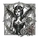 devil pentagram lilith tattoo design idea