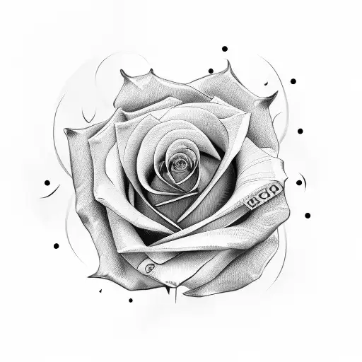 a rose and a clock tattoo design idea