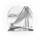 mackinac bridge with waves tattoo design idea