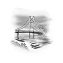 mackinac bridge with waves tattoo design idea