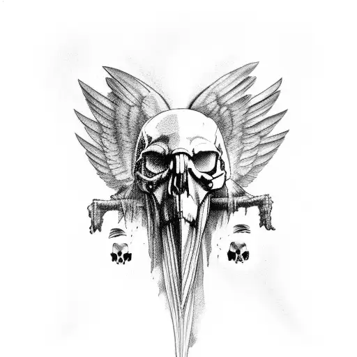 Raven, skulls tattoo design idea