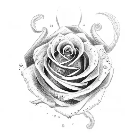 YORKSHIRE ROSE WITH SKULL tattoo design idea
