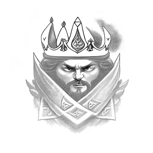 5 cards, as pik, king hearth, king trefl, Queen pik, queen karo tattoo design idea