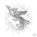 feminine fine line Phoenix with stipple shading tattoo design idea