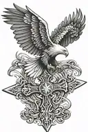 Cross with eagle soaring tattoo design idea
