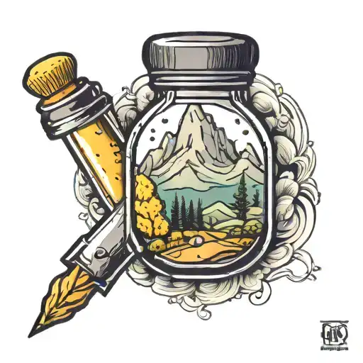 insulin vial with mustard seed and mountain inside  tattoo design idea